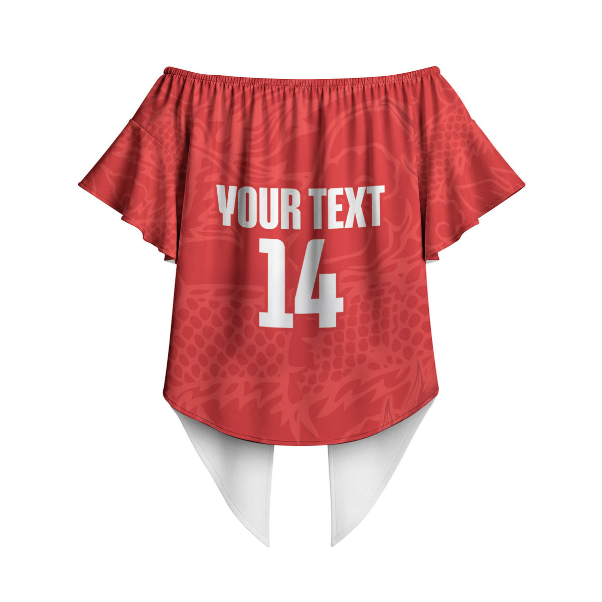 Custom Hong Kong Rugby 2026 Off Shoulder Wrap Waist Top Go Dragon Red Version
