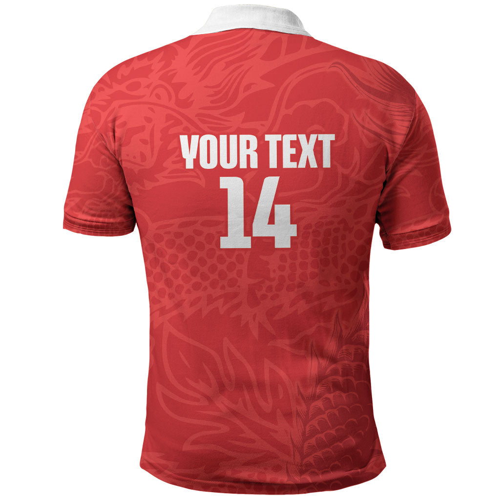 Custom Hong Kong Rugby 2026 Polo Shirt Go Dragon Red Version