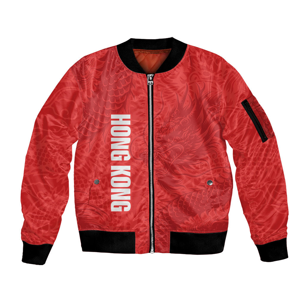 Custom Hong Kong Rugby 2026 Sleeve Zip Bomber Jacket Go Dragon Red Version