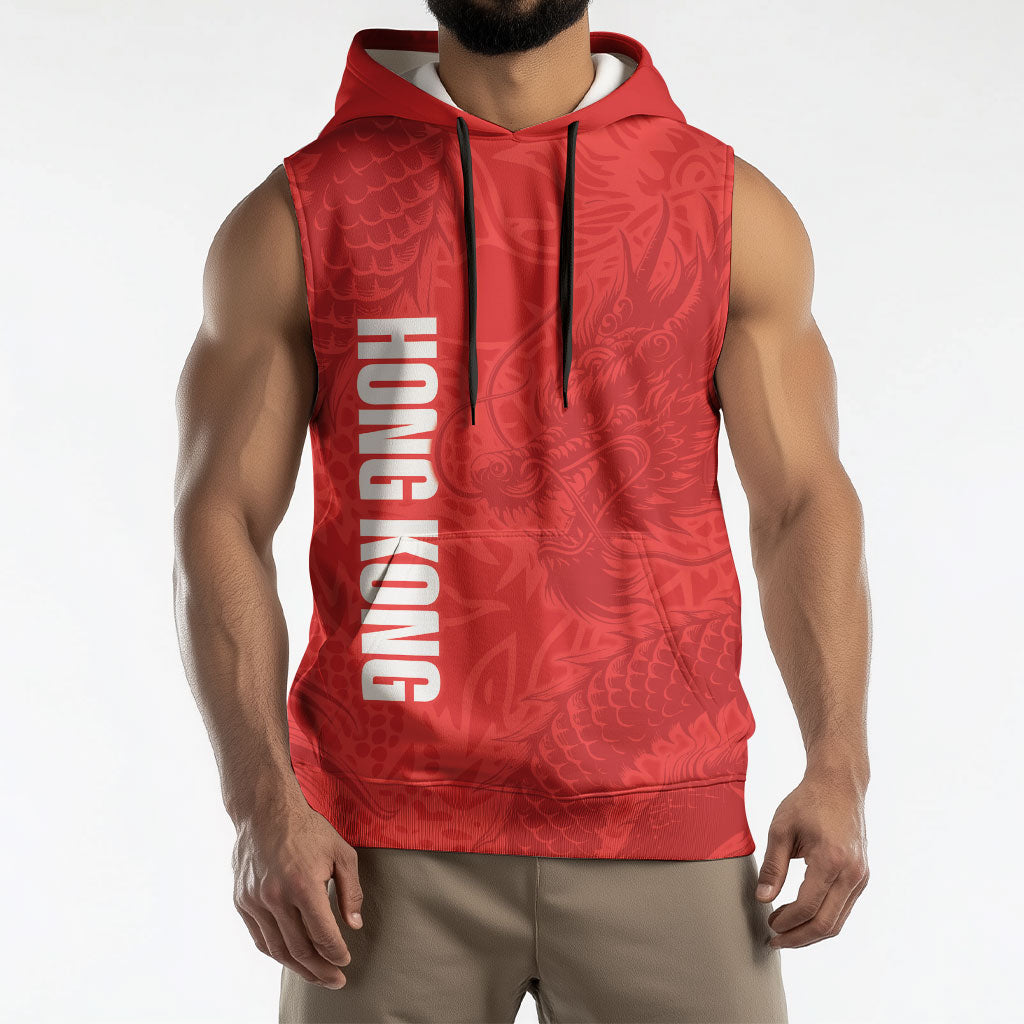 Custom Hong Kong Rugby 2026 Sleeveless Hoodie Go Dragon Red Version