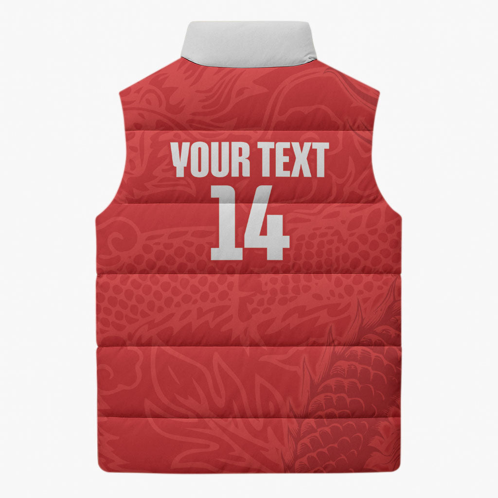 Custom Hong Kong Rugby 2026 Sleeveless Puffer Jacket Go Dragon Red Version