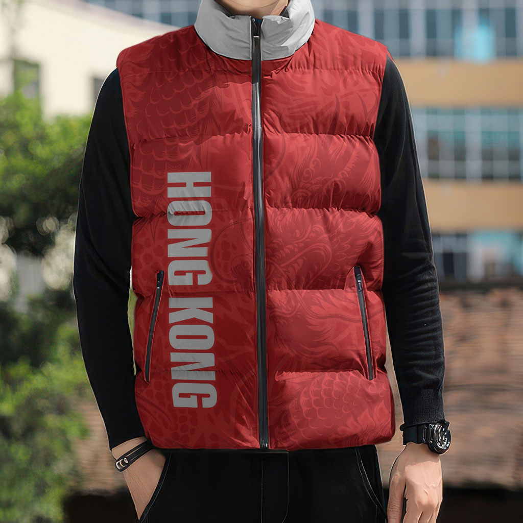 Custom Hong Kong Rugby 2026 Sleeveless Puffer Jacket Go Dragon Red Version