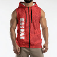 Custom Hong Kong Rugby 2026 Sleeveless Zip Hoodie Go Dragon Red Version