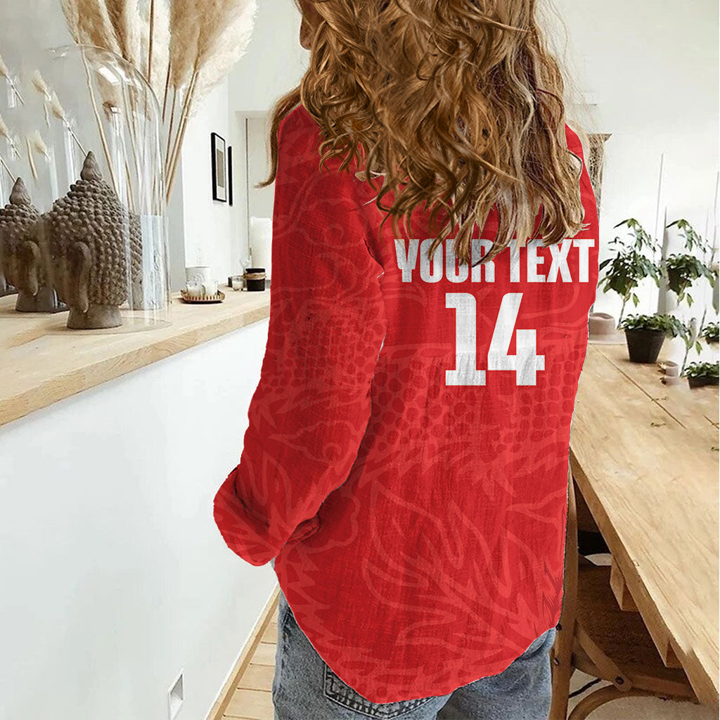 Custom Hong Kong Rugby 2026 Women Casual Shirt Go Dragon Red Version