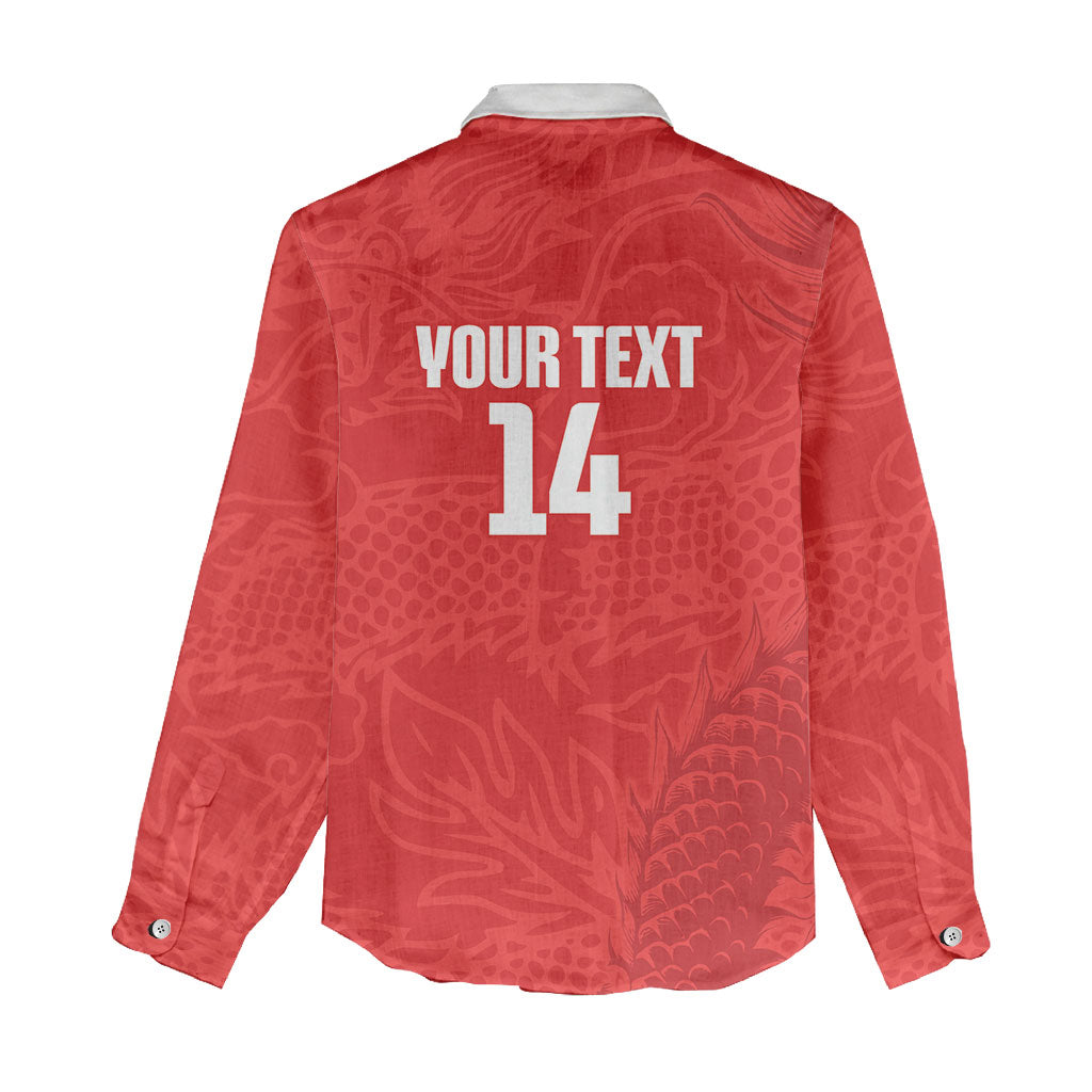 Custom Hong Kong Rugby 2026 Women Casual Shirt Go Dragon Red Version