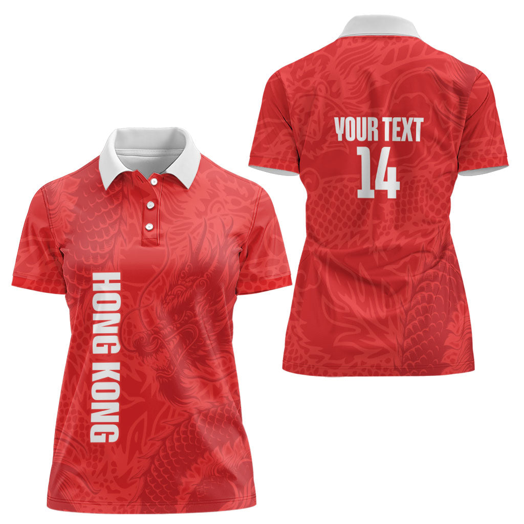 Custom Hong Kong Rugby 2026 Women Polo Shirt Go Dragon Red Version