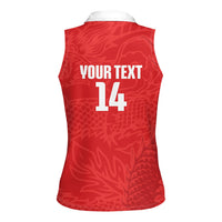 Custom Hong Kong Rugby 2026 Women Sleeveless Polo Shirt Go Dragon Red Version