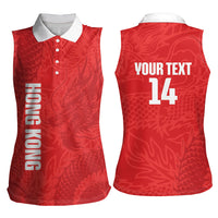 Custom Hong Kong Rugby 2026 Women Sleeveless Polo Shirt Go Dragon Red Version