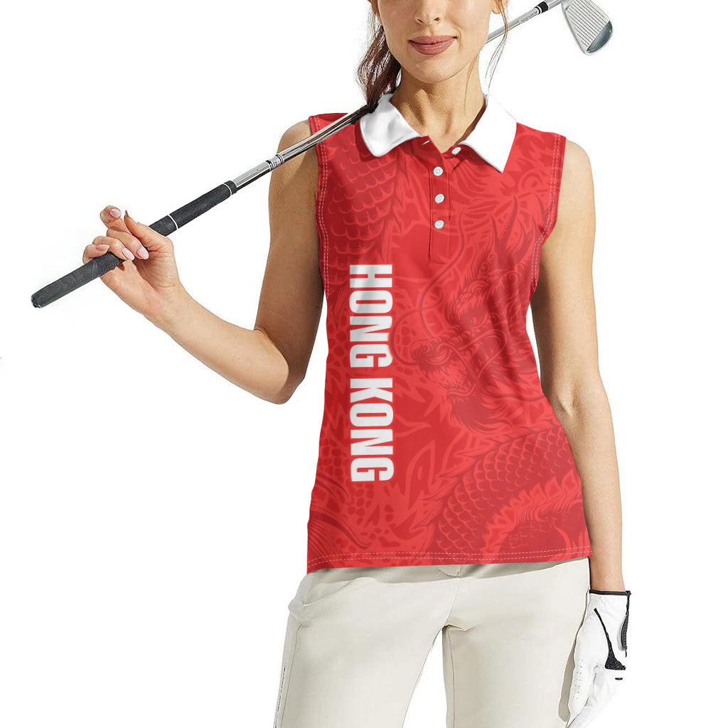 Custom Hong Kong Rugby 2026 Women Sleeveless Polo Shirt Go Dragon Red Version