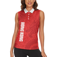 Custom Hong Kong Rugby 2026 Women Sleeveless Polo Shirt Go Dragon Red Version