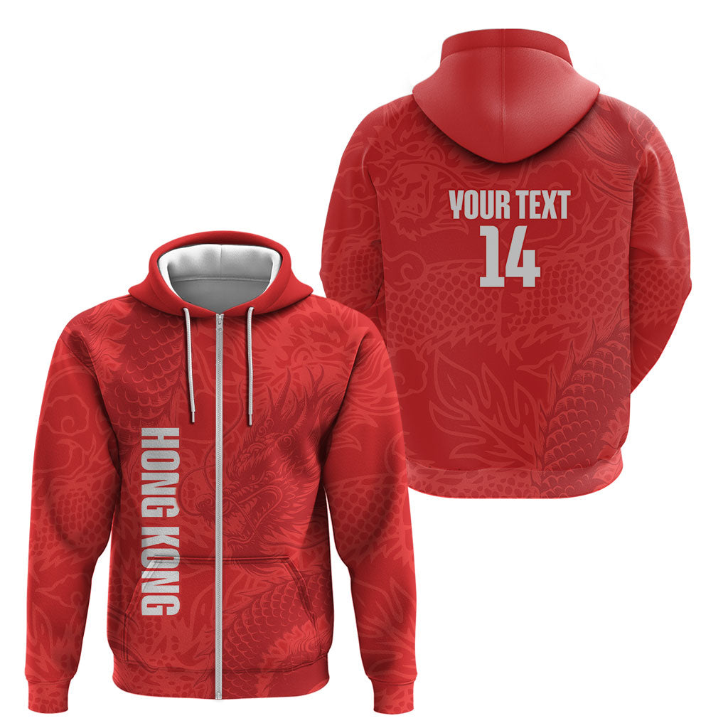 Custom Hong Kong Rugby 2026 Zip Hoodie Go Dragon Red Version