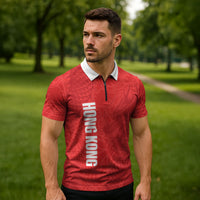 Custom Hong Kong Rugby 2026 Zipper Polo Shirt Go Dragon Red Version