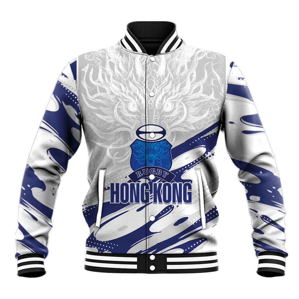 Custom Hong Kong Rugby 2026 Baseball Jacket Go Dragon White Version