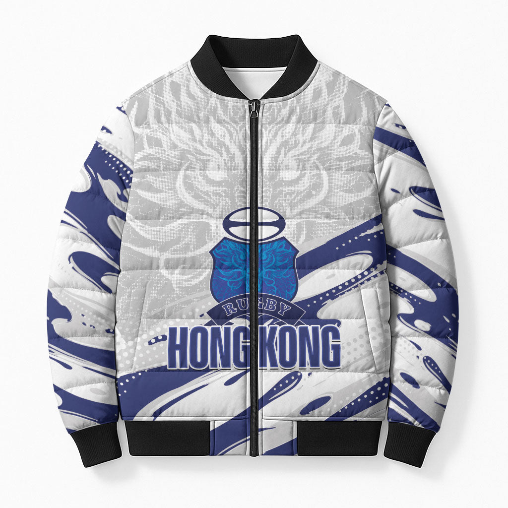 Custom Hong Kong Rugby 2026 Bomber Puffer Jacket Go Dragon White Version