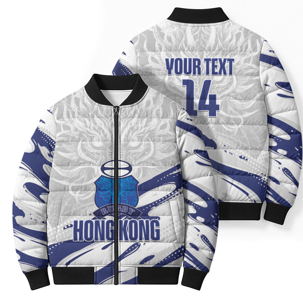 Custom Hong Kong Rugby 2026 Bomber Puffer Jacket Go Dragon White Version