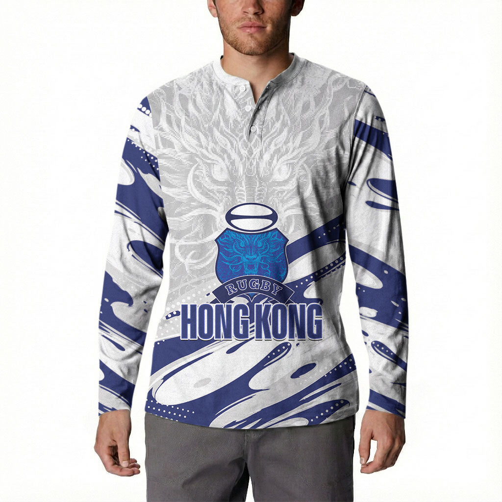 Custom Hong Kong Rugby 2026 Button Sweatshirt Go Dragon White Version