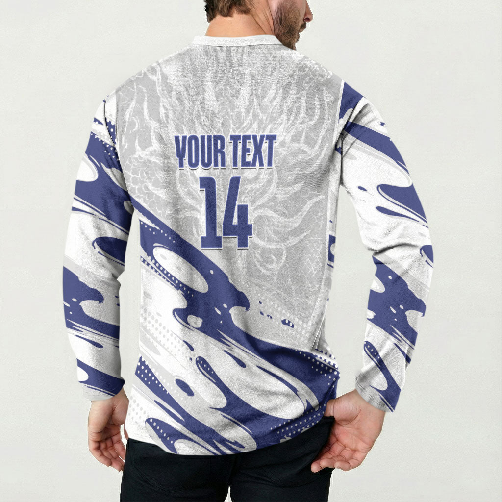 Custom Hong Kong Rugby 2026 Button Sweatshirt Go Dragon White Version