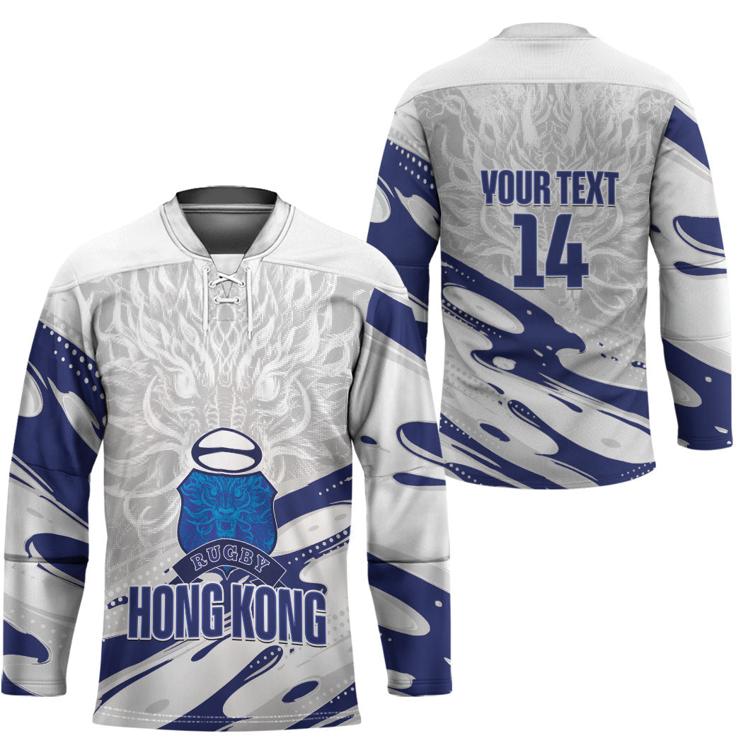 Custom Hong Kong Rugby 2026 Hockey Jersey Go Dragon White Version