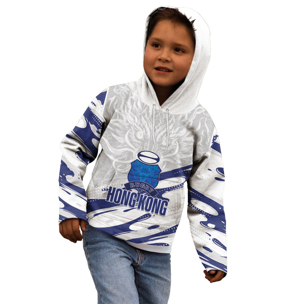 Custom Hong Kong Rugby 2026 Kid Hoodie Go Dragon White Version