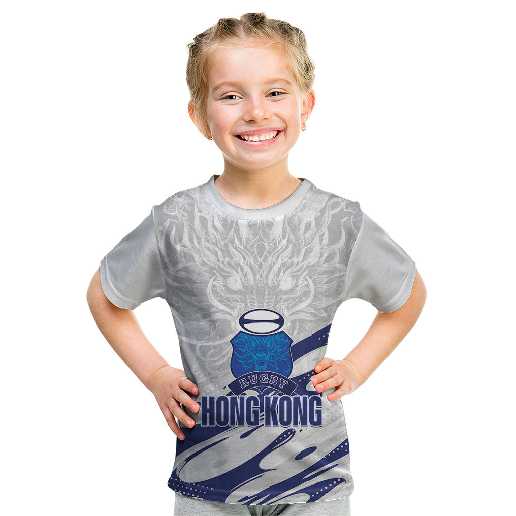 Custom Hong Kong Rugby 2026 Kid T Shirt Go Dragon White Version