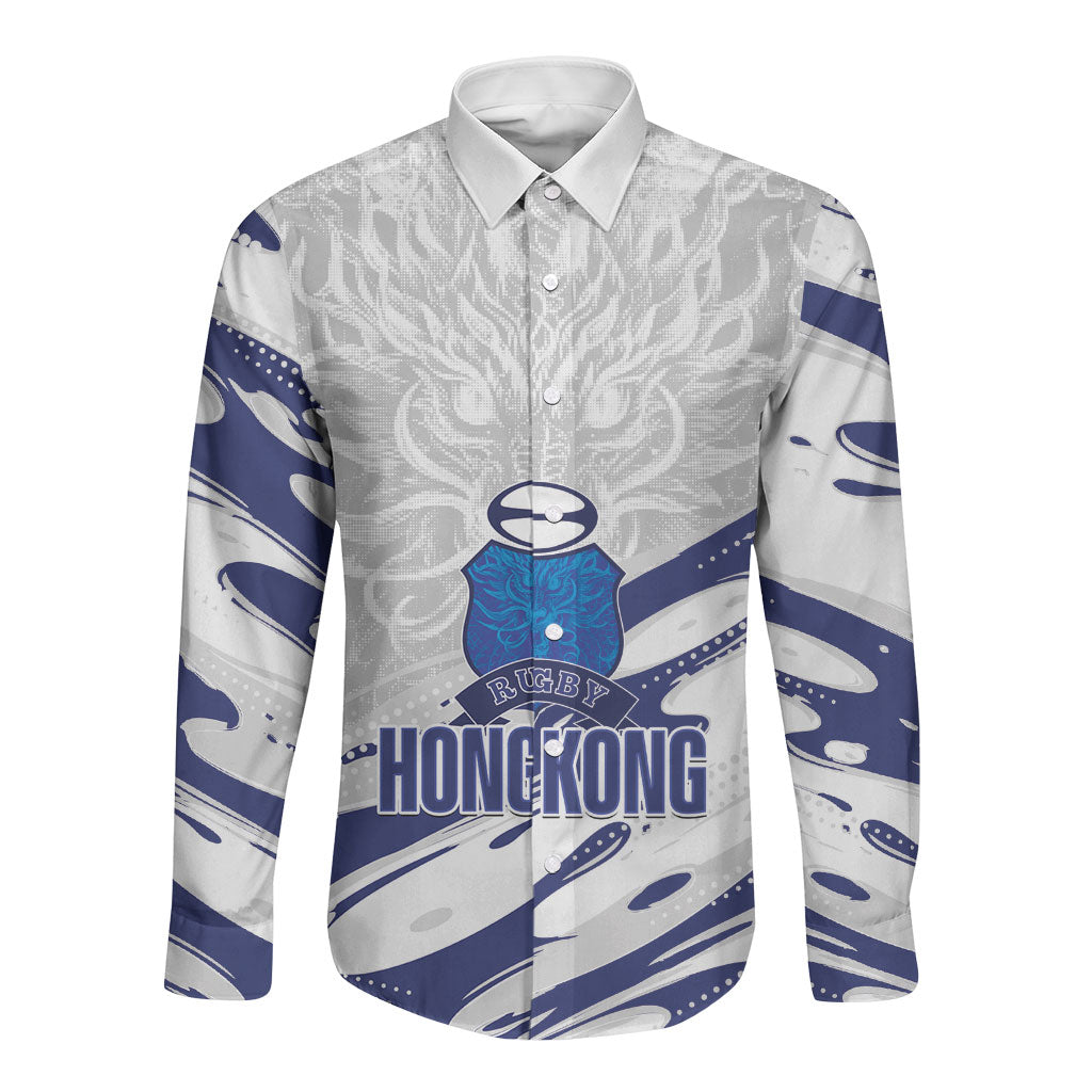 Custom Hong Kong Rugby 2026 Long Sleeve Button Shirt Go Dragon White Version