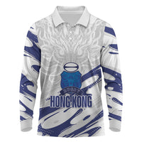Custom Hong Kong Rugby 2026 Long Sleeve Polo Shirt Go Dragon White Version
