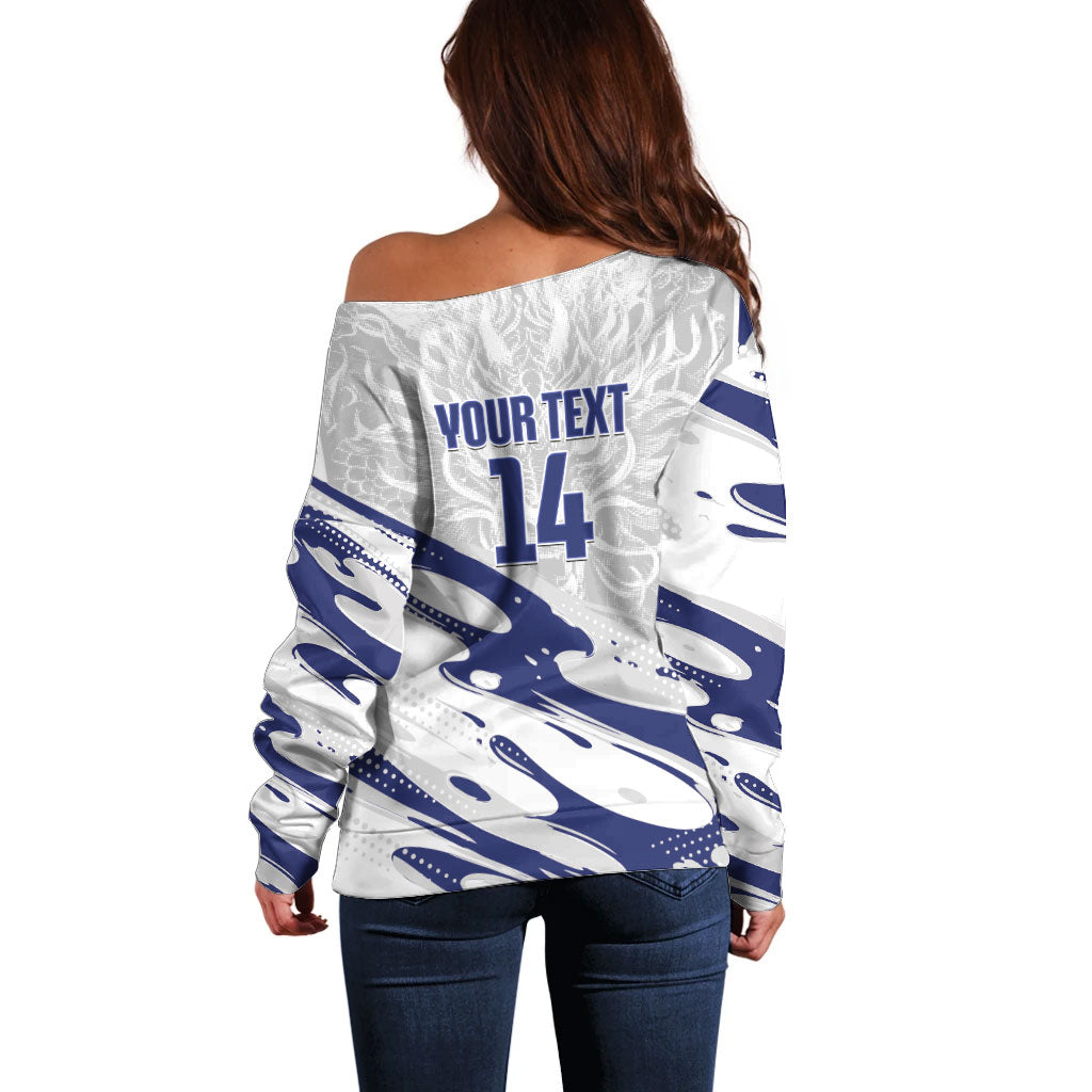 Custom Hong Kong Rugby 2026 Off Shoulder Sweater Go Dragon White Version