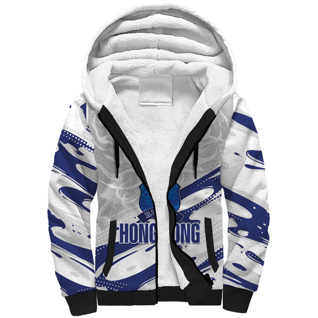 Custom Hong Kong Rugby 2026 Sherpa Hoodie Go Dragon White Version