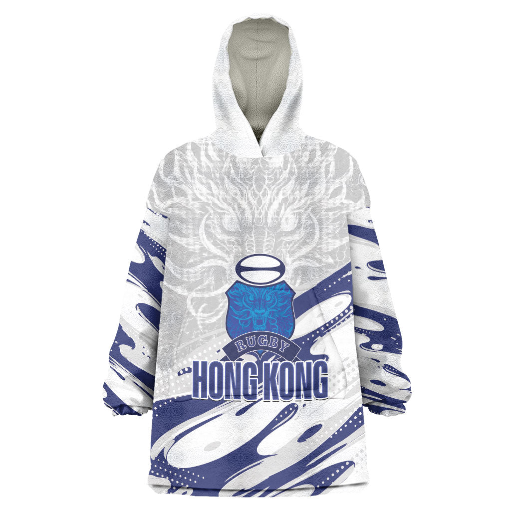 Custom Hong Kong Rugby 2026 Wearable Blanket Hoodie Go Dragon White Version