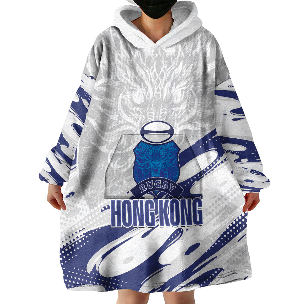Custom Hong Kong Rugby 2026 Wearable Blanket Hoodie Go Dragon White Version