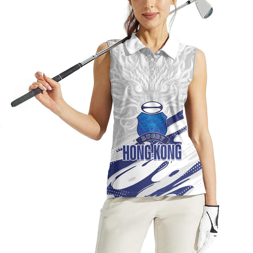 Custom Hong Kong Rugby 2026 Women Sleeveless Polo Shirt Go Dragon White Version