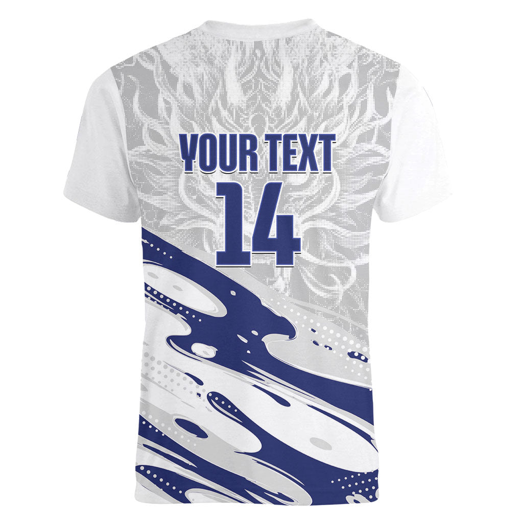 Custom Hong Kong Rugby 2026 Women V-Neck T-Shirt Go Dragon White Version