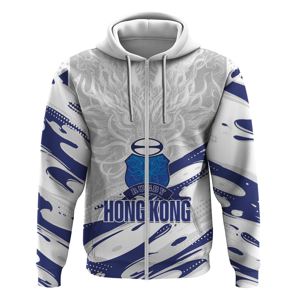 Custom Hong Kong Rugby 2026 Zip Hoodie Go Dragon White Version