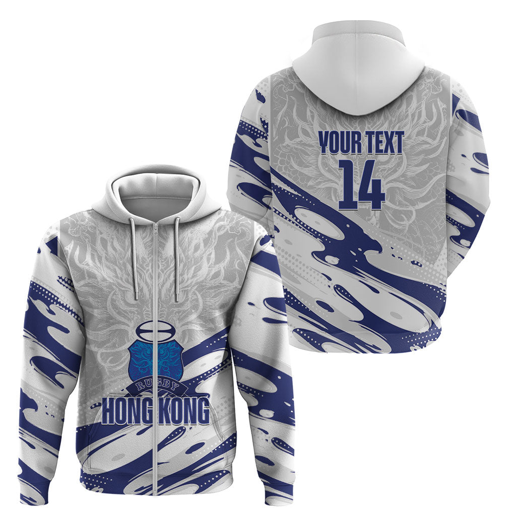Custom Hong Kong Rugby 2026 Zip Hoodie Go Dragon White Version
