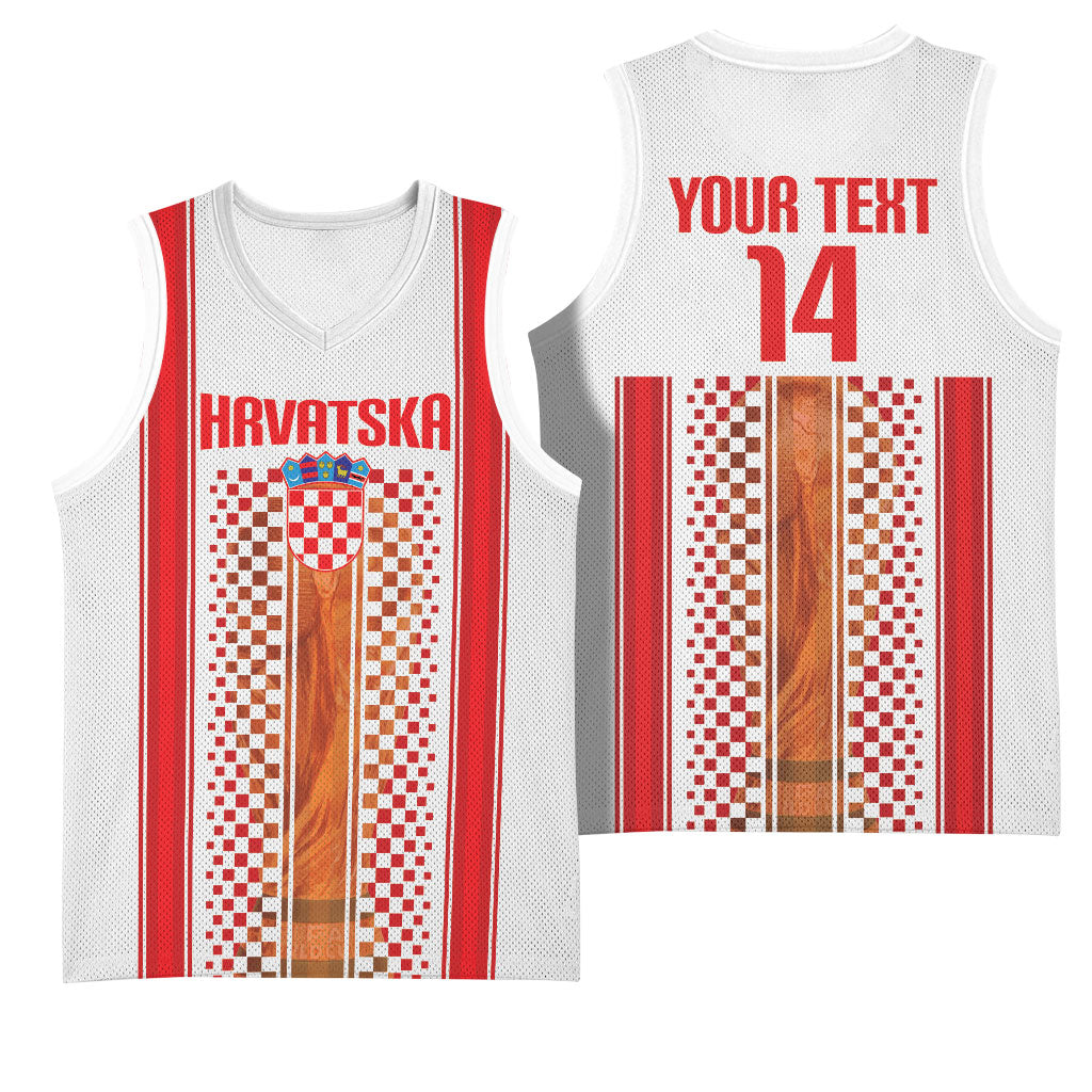 Custom Croatia Football 2026 Basketball Jersey Hrvatska Checkerboard Trophy Style