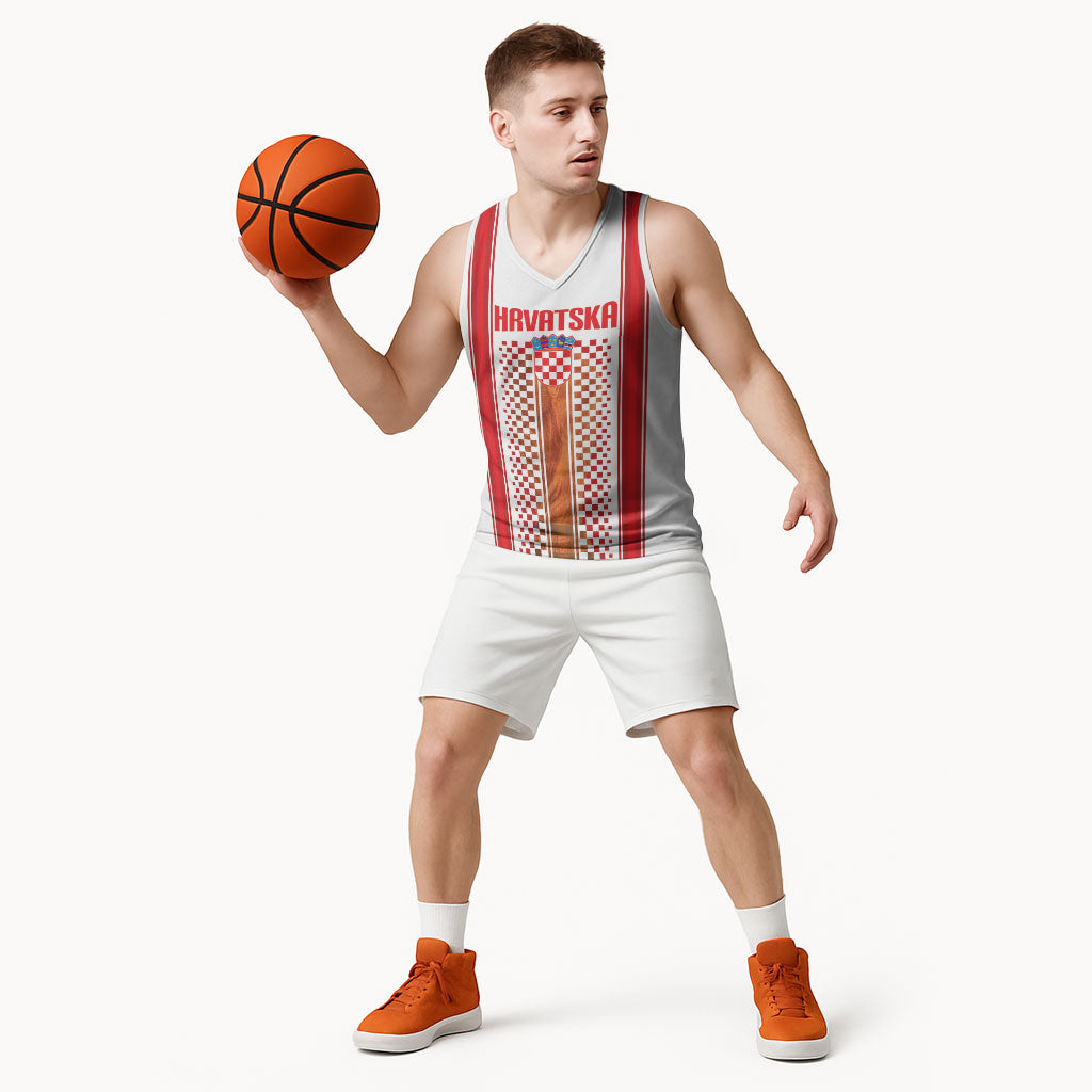 Custom Croatia Football 2026 Basketball Jersey Hrvatska Checkerboard Trophy Style