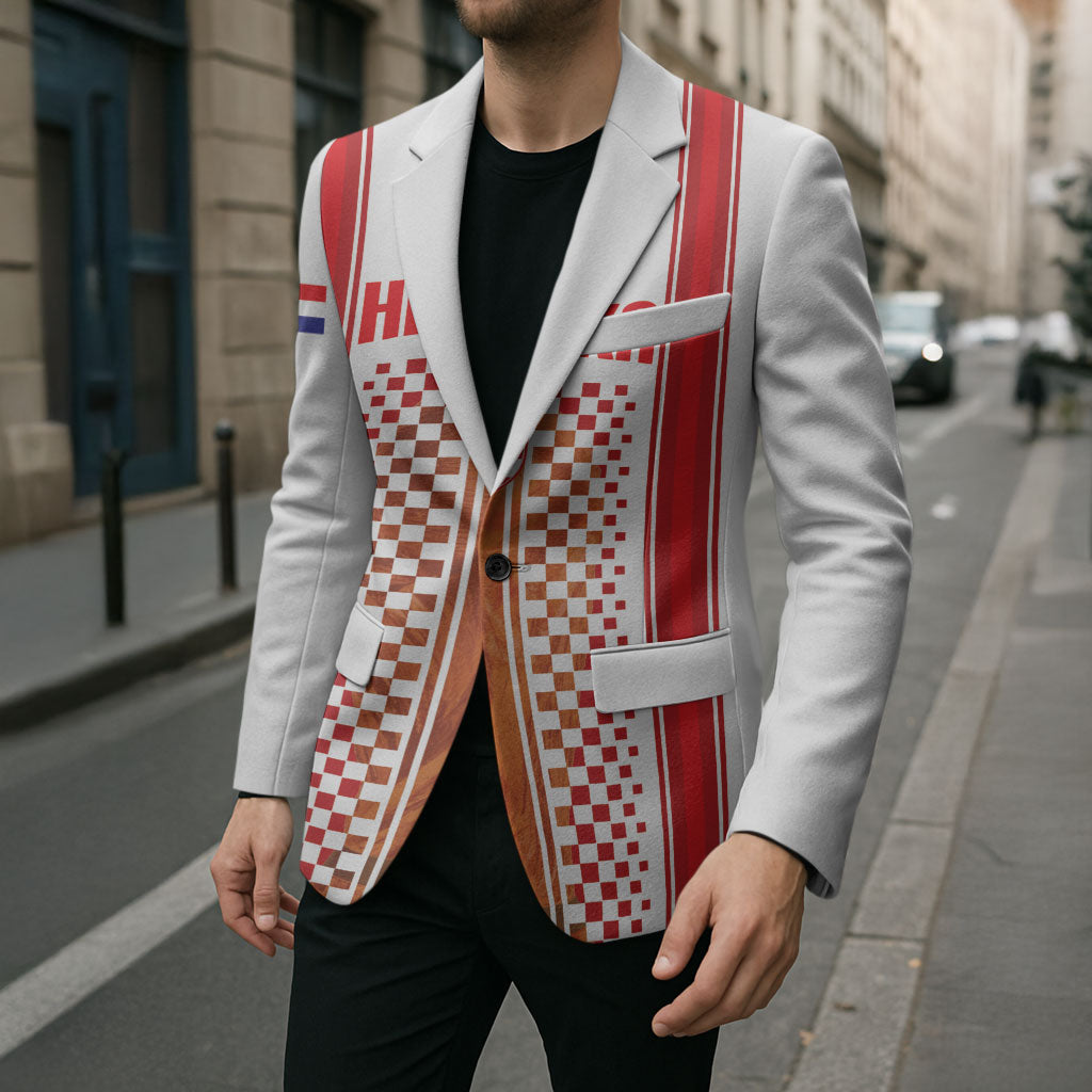 Custom Croatia Football 2026 Blazer Hrvatska Checkerboard Trophy Style