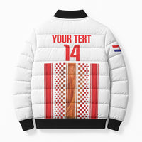 Custom Croatia Football 2026 Bomber Puffer Jacket Hrvatska Checkerboard Trophy Style