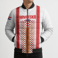 Custom Croatia Football 2026 Bomber Puffer Jacket Hrvatska Checkerboard Trophy Style