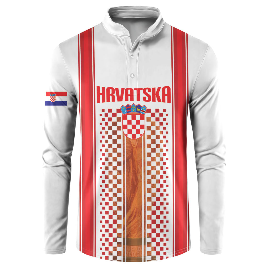 Custom Croatia Football 2026 Button Sweatshirt Hrvatska Checkerboard Trophy Style