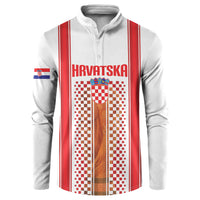 Custom Croatia Football 2026 Button Sweatshirt Hrvatska Checkerboard Trophy Style