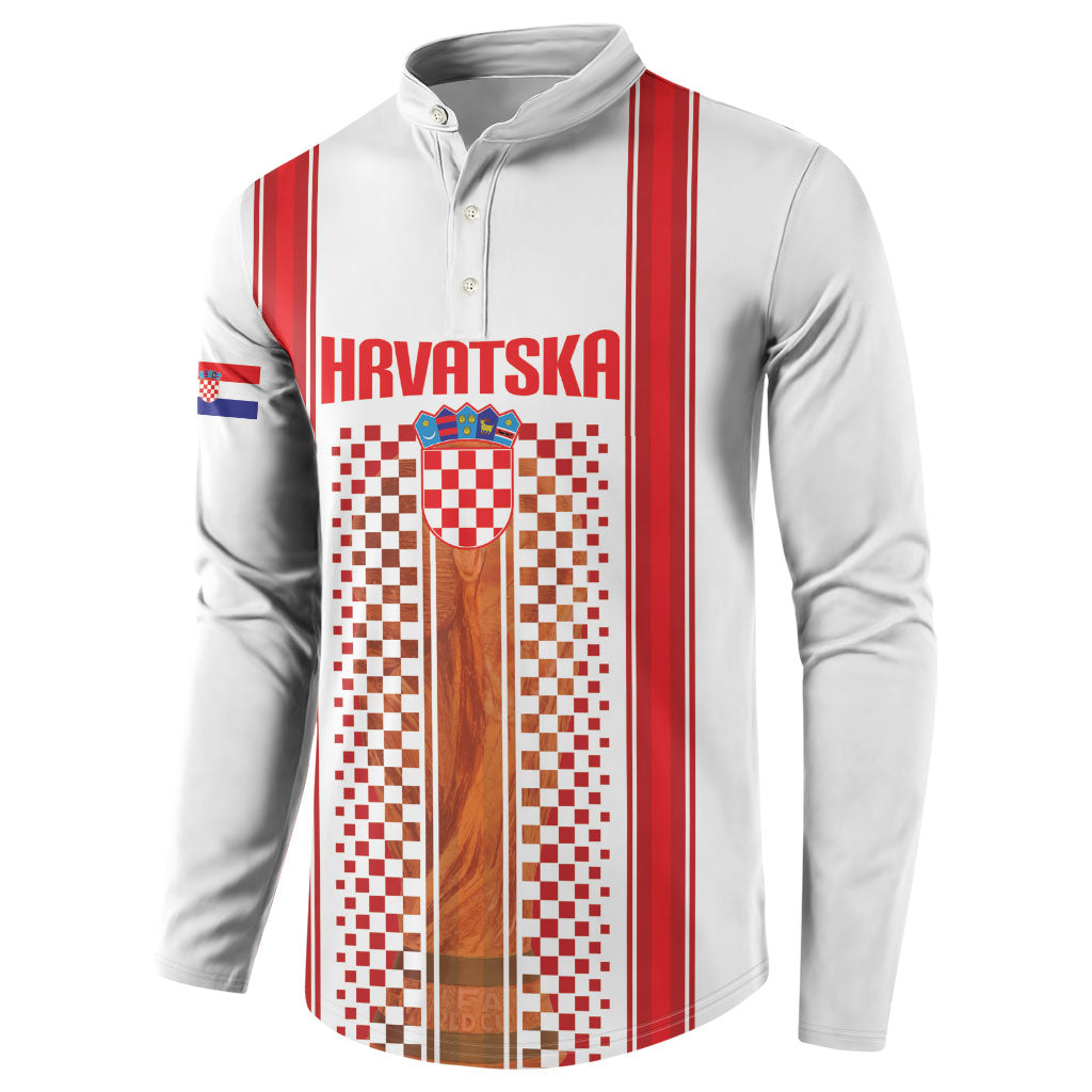 Custom Croatia Football 2026 Button Sweatshirt Hrvatska Checkerboard Trophy Style