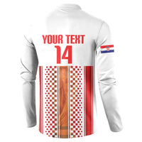 Custom Croatia Football 2026 Button Sweatshirt Hrvatska Checkerboard Trophy Style