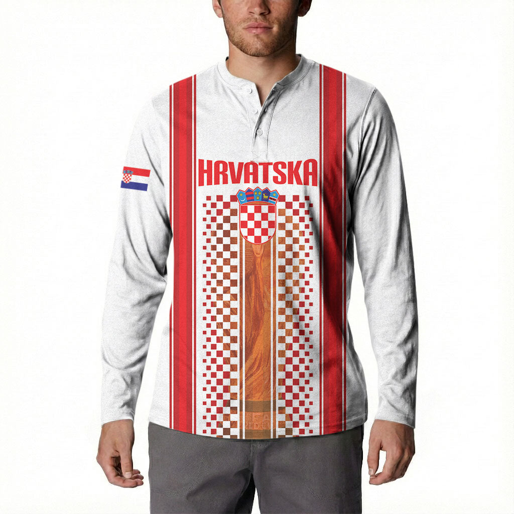 Custom Croatia Football 2026 Button Sweatshirt Hrvatska Checkerboard Trophy Style