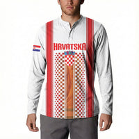 Custom Croatia Football 2026 Button Sweatshirt Hrvatska Checkerboard Trophy Style