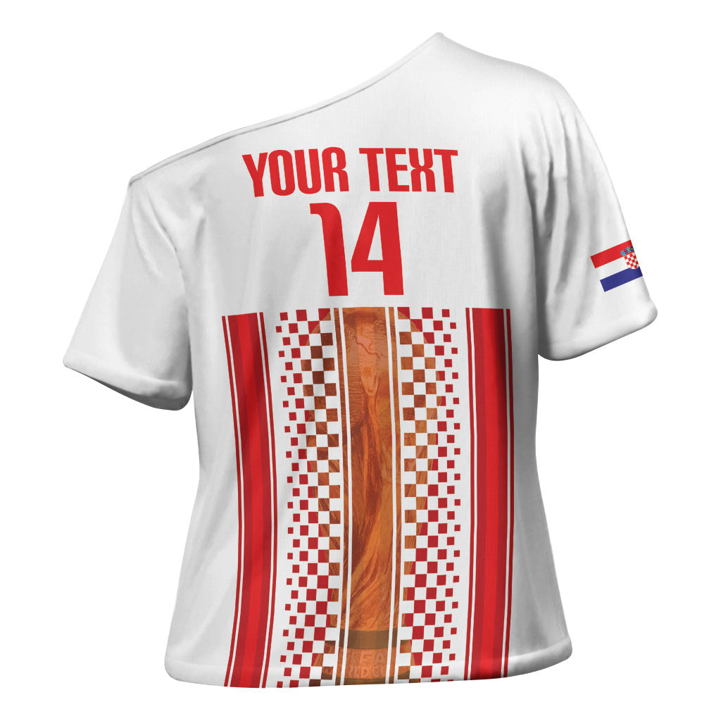 Custom Croatia Football 2026 Cross Shoulder Shirt Hrvatska Checkerboard Trophy Style