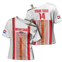 Custom Croatia Football 2026 Cross Shoulder Shirt Hrvatska Checkerboard Trophy Style