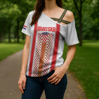 Custom Croatia Football 2026 Cross Shoulder Shirt Hrvatska Checkerboard Trophy Style
