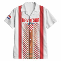 Custom Croatia Football 2026 Hawaiian Shirt Hrvatska Checkerboard Trophy Style