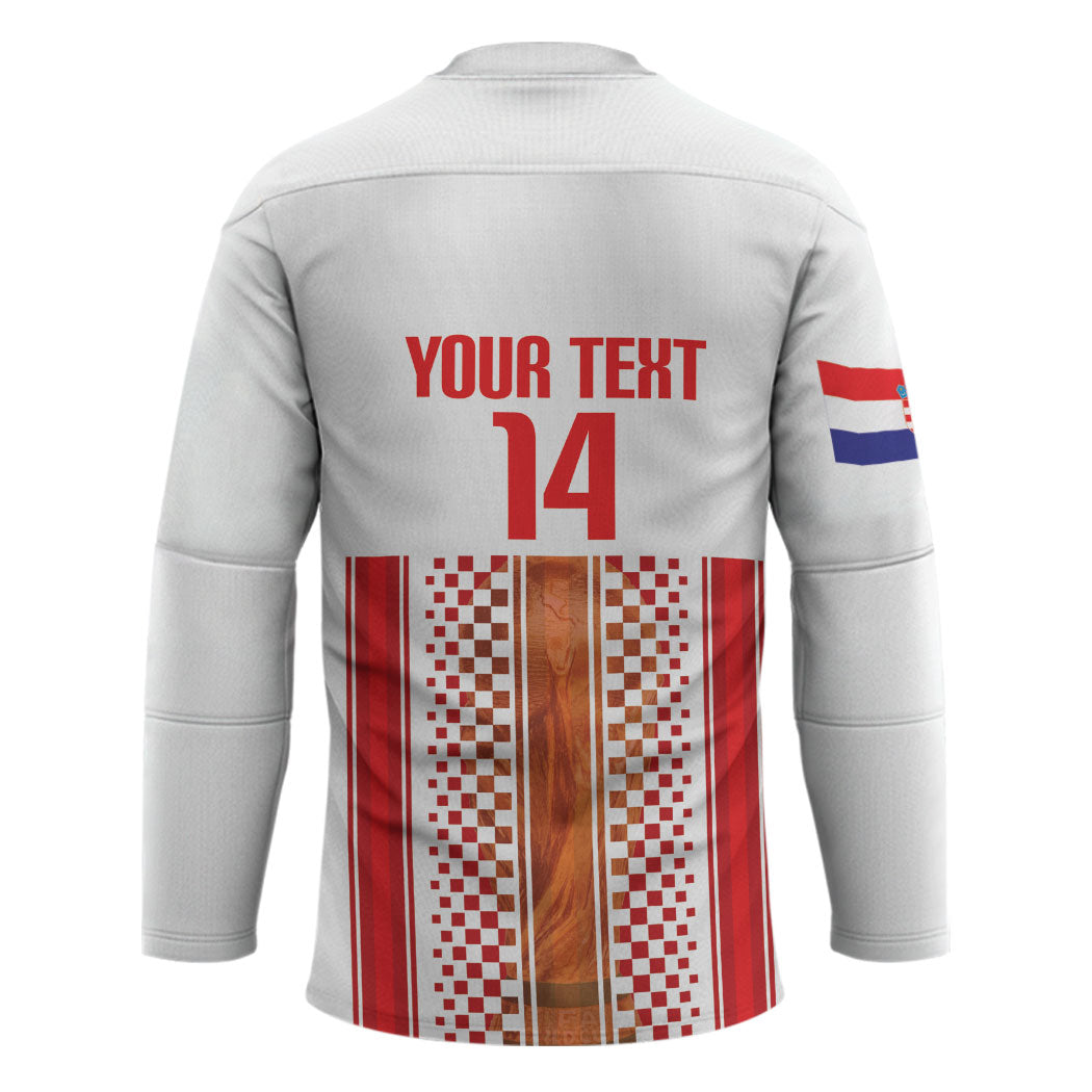 Custom Croatia Football 2026 Hockey Jersey Hrvatska Checkerboard Trophy Style